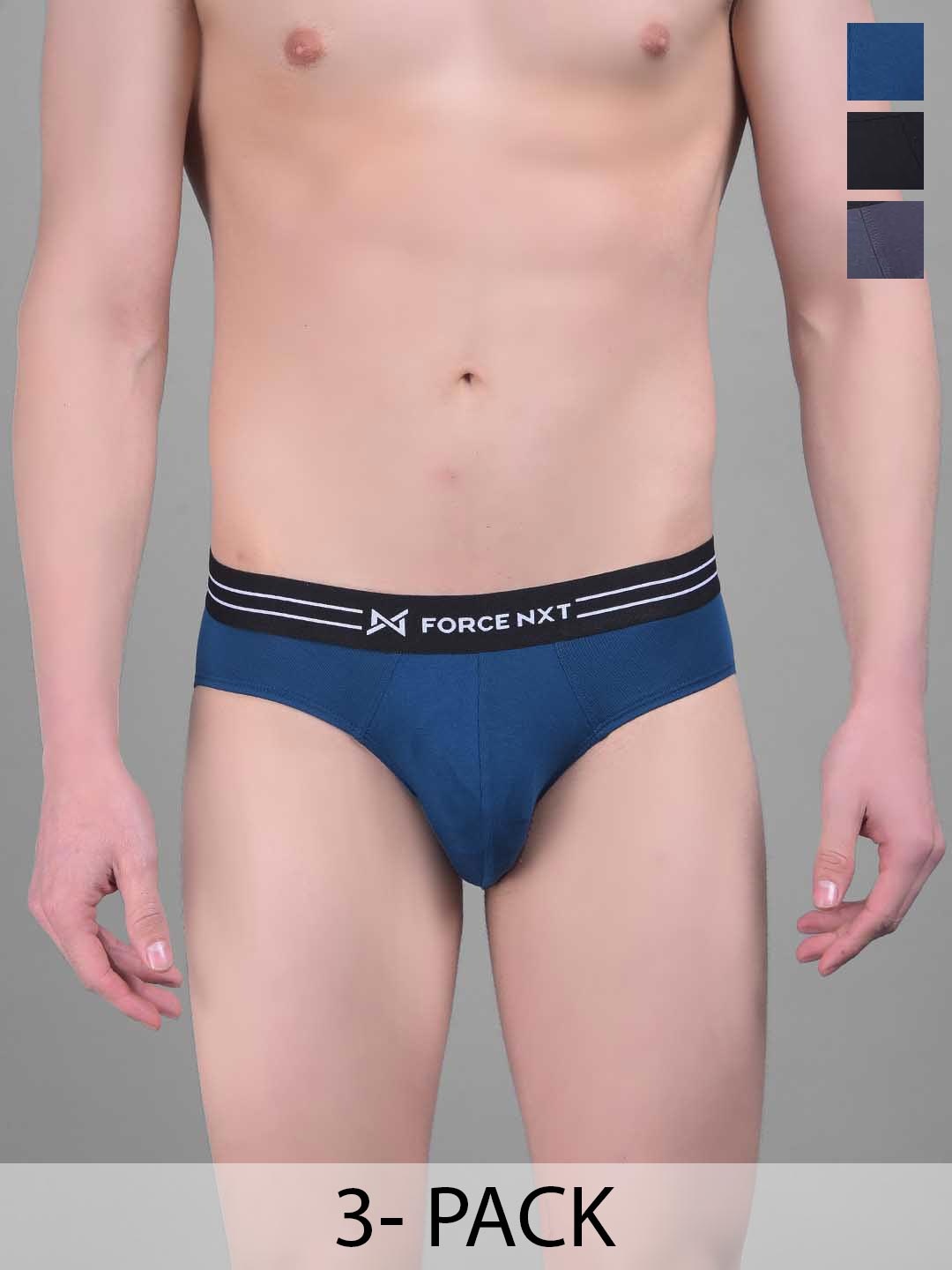 

Force NXT Pack of 3 Cotton Ultrasoft Anti Microbial Brief MNFS-11-C5-1-2-PO3, Blue