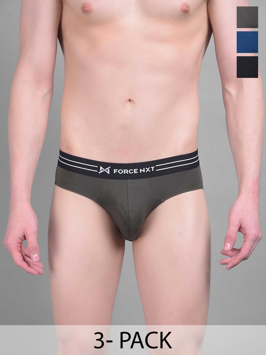 

Force NXT Pack of 3 Cotton Ultra soft Anti Microbial Briefs MNFS-11-C4-5-1-PO3, Blue