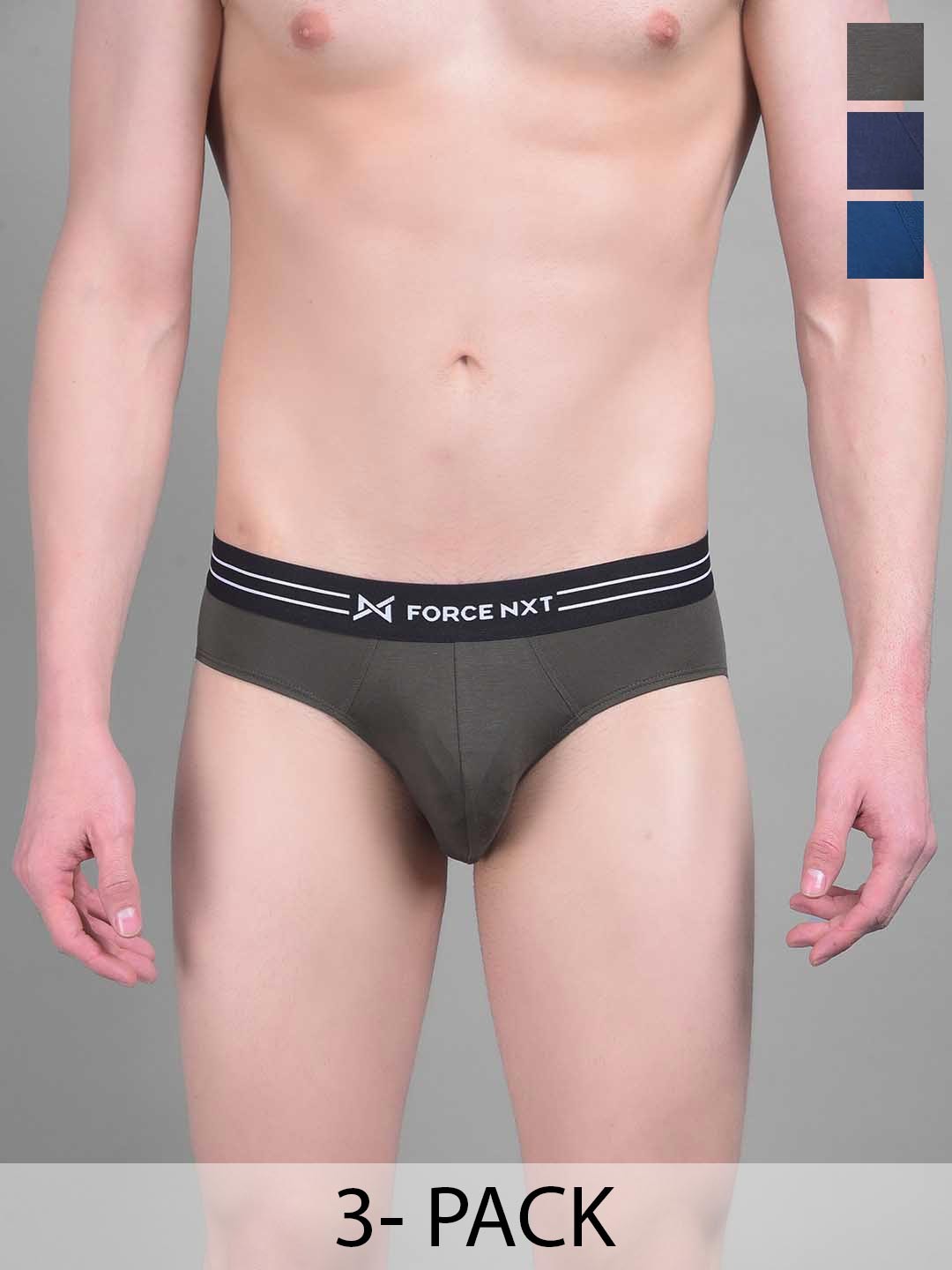 

Force NXT Pack of 3 Cotton Ultra soft Anti Microbial Briefs MNFS-11-C3-4-5-PO3, Blue