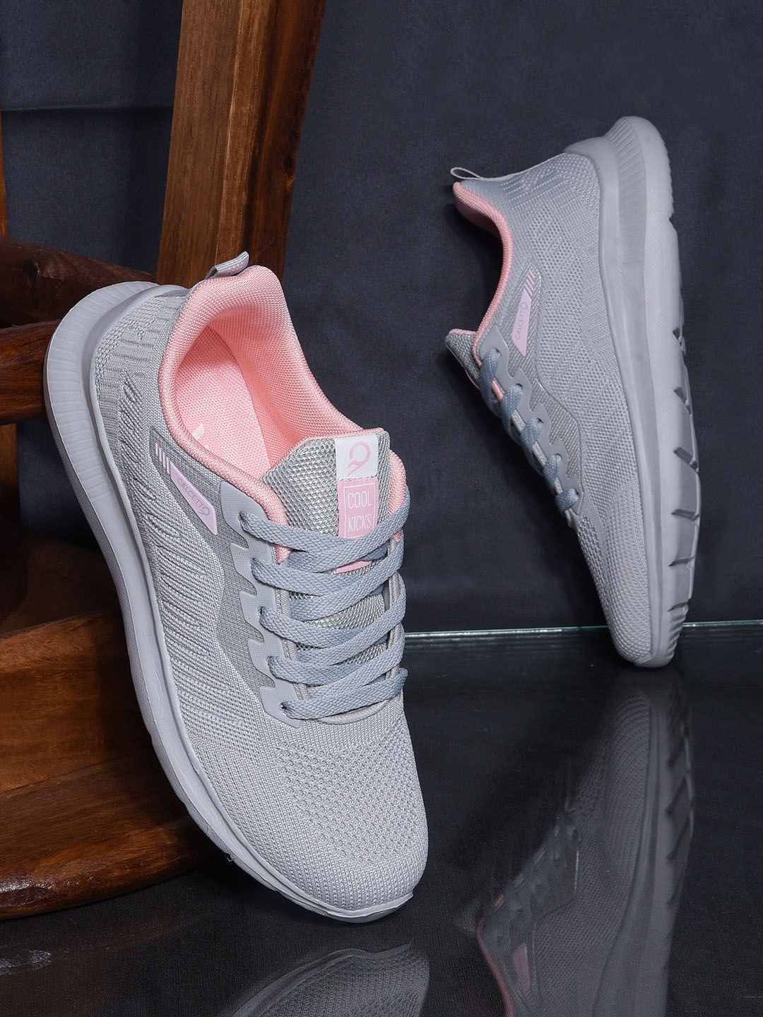 

Calcetto CLT-9821 Women Textured Lace Up Mesh Sneakers, Grey