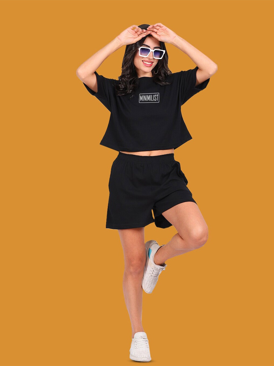 Mad Over Print Minimilist Printed Cotton Co-ords Set, Black