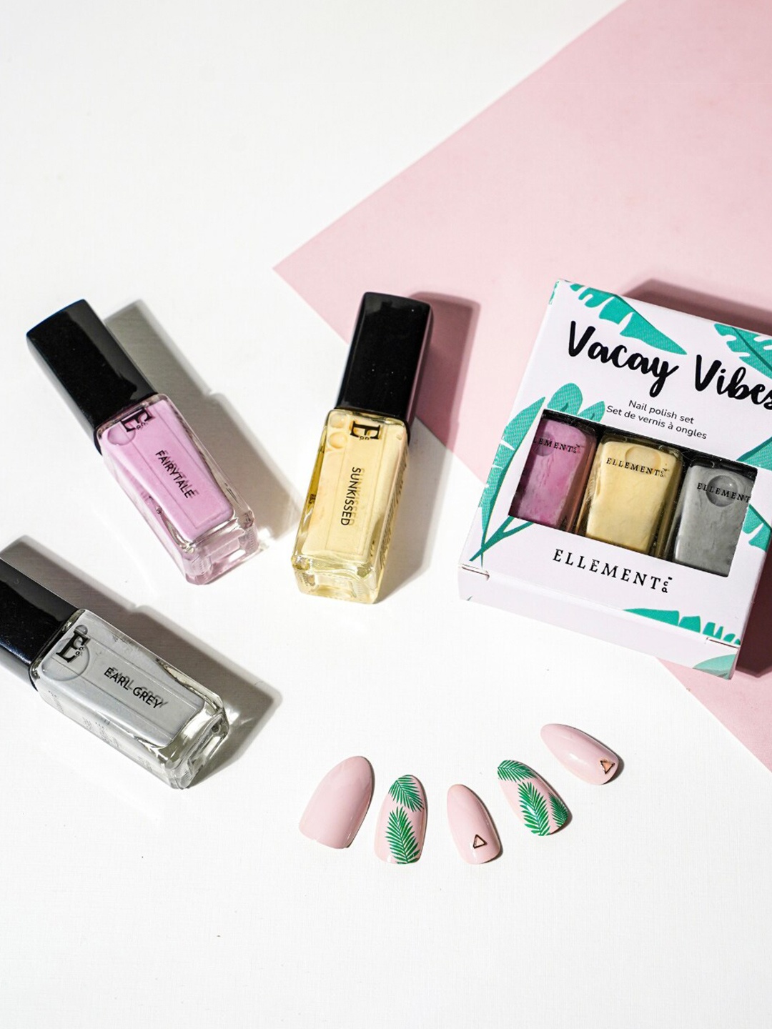 

ELLEMENT CO. Vacay Vibes Set Of 3 Nail Lacquer-Sunkissed-Earl Grey & Fairytale-10ml Each, Multi