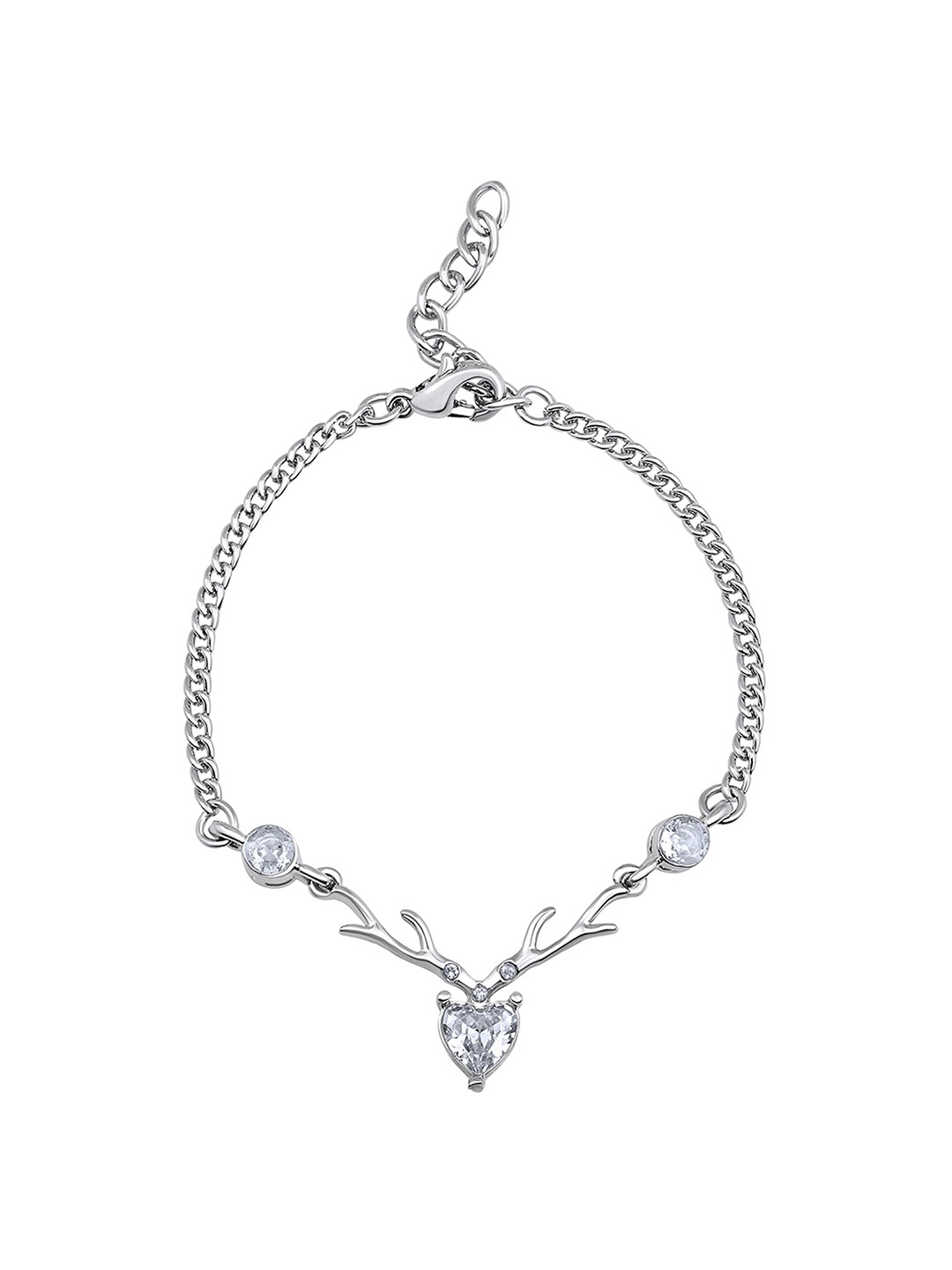 

Mahi Cubic Zirconia Rhodium-Plated Wraparound Bracelet, Silver