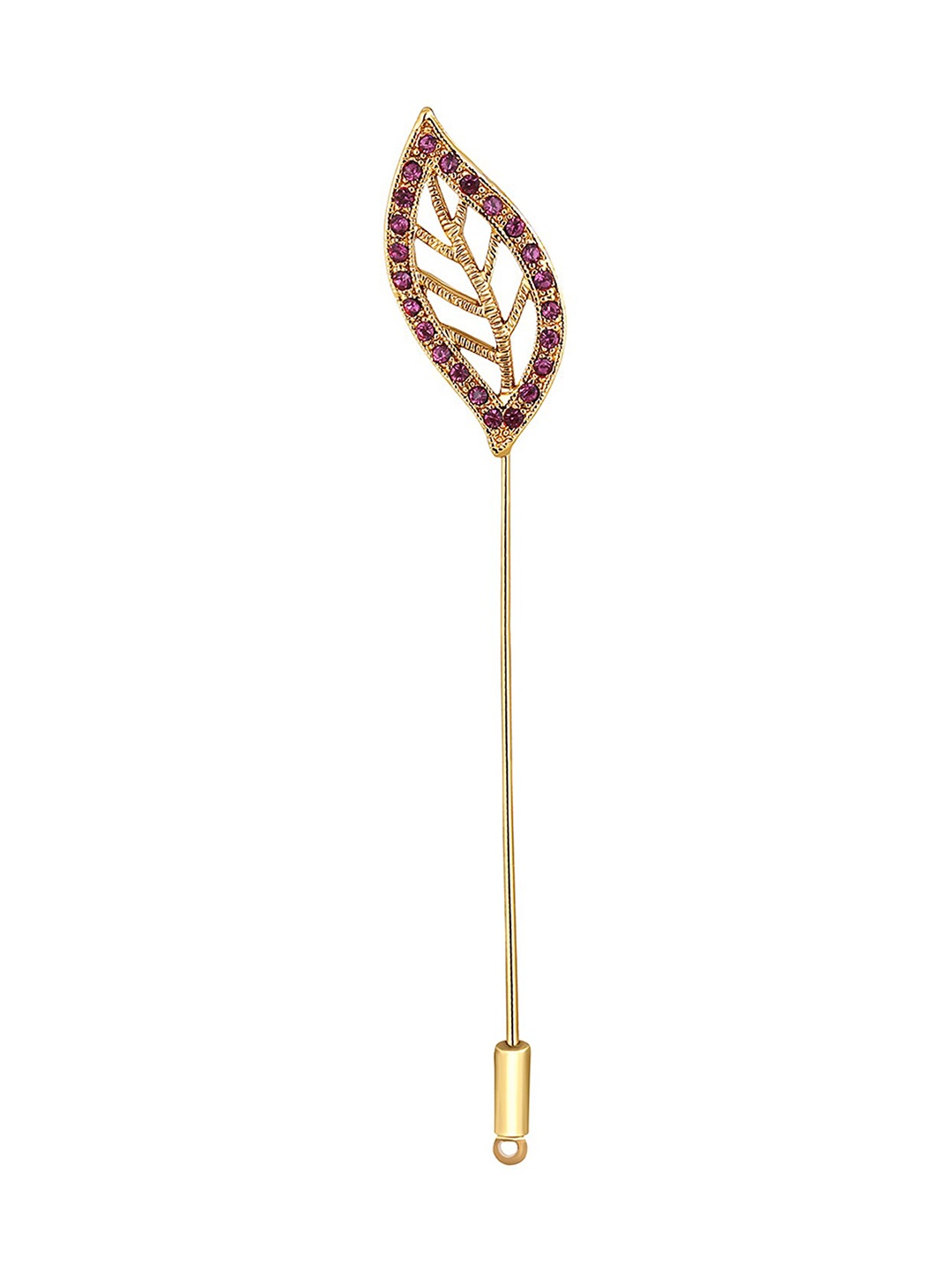 

Mahi Men Stones-Studded & Beaded Leaf-Shaped Brooch, Gold