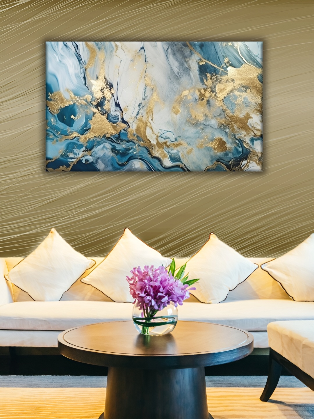 

WALLMAX Blue & Gold Abstract Canvas Wall Art