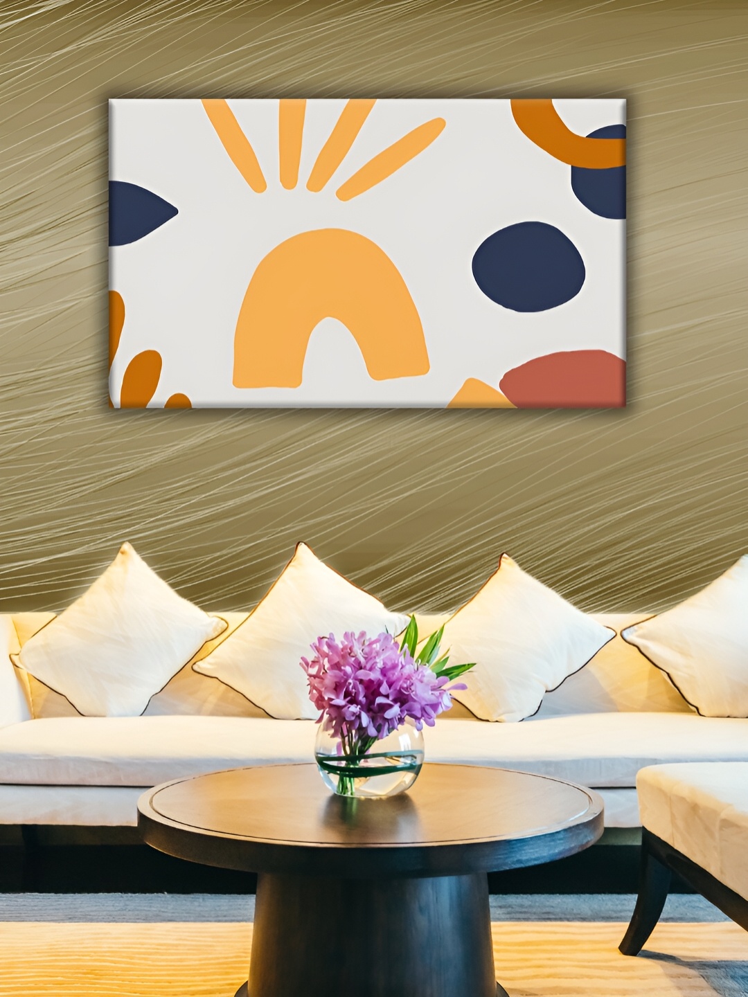 

WALLMAX Beige & Yellow Abstract Canvas Wall Art