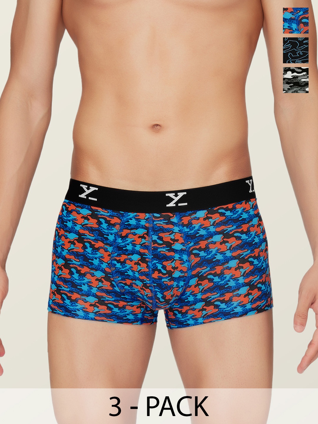 

XYXX Pack Of 3 Printed Lightweight 4-Way Stretch Modal Trunks XYTRNK3PCKN1041, Blue