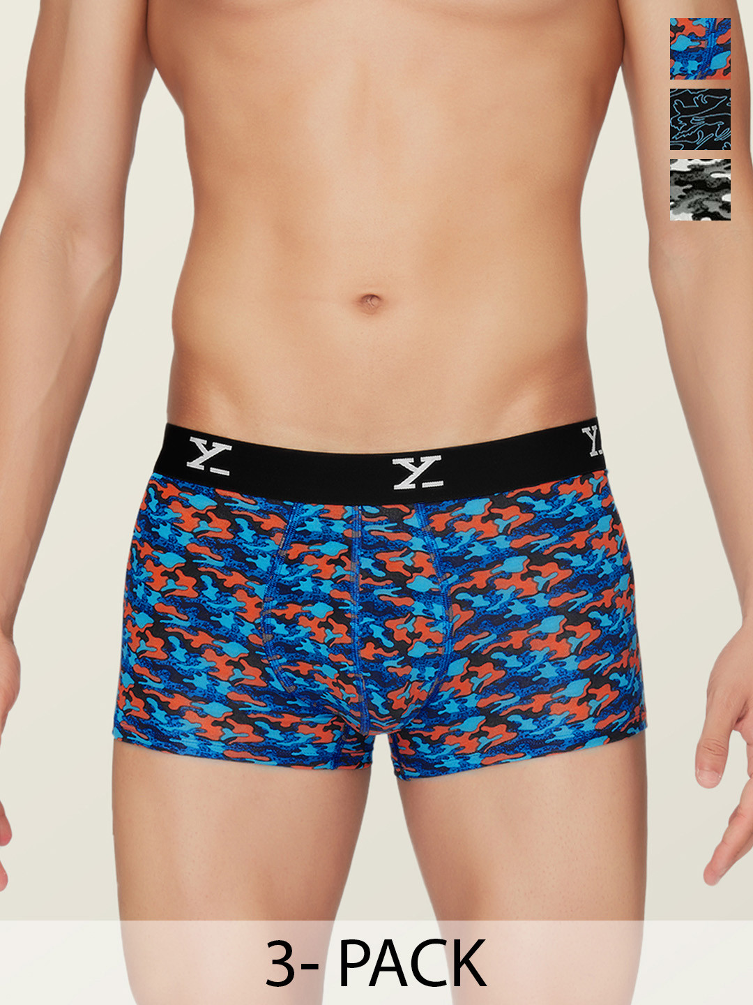 

XYXX Pack Of 3 Printed Lightweight 4-Way Stretch Modal Trunk XYTRNK3PCKN1041, Blue