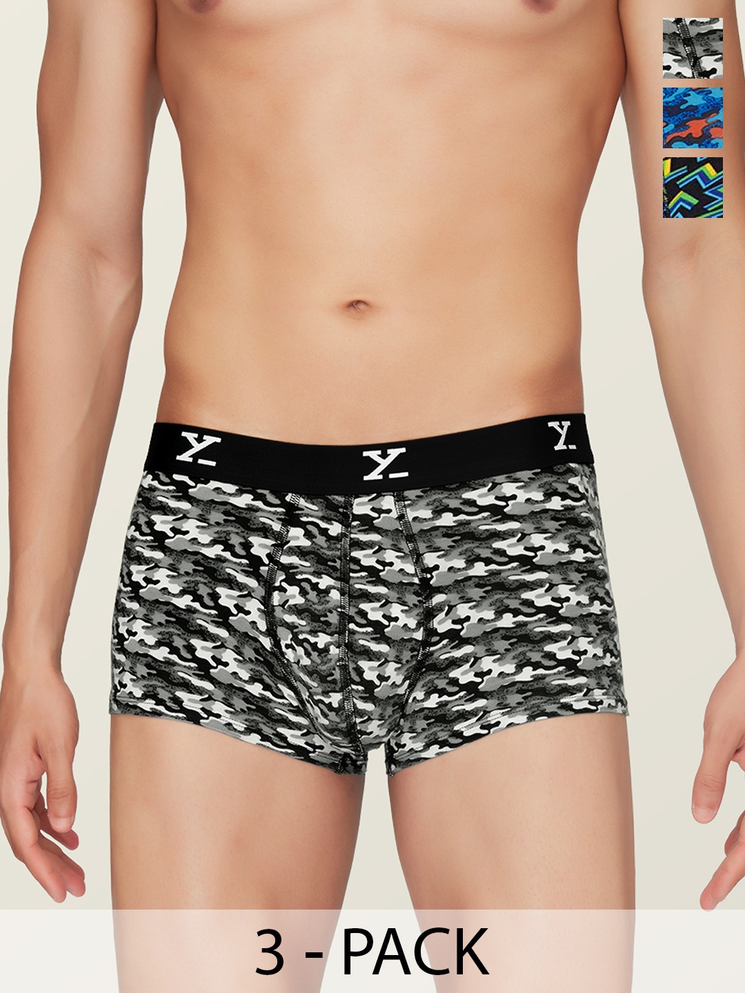 

XYXX Pack Of 3 Printed Lightweight 4-Way Stretch Modal Trunks XYTRNK3PCKN1040, Blue