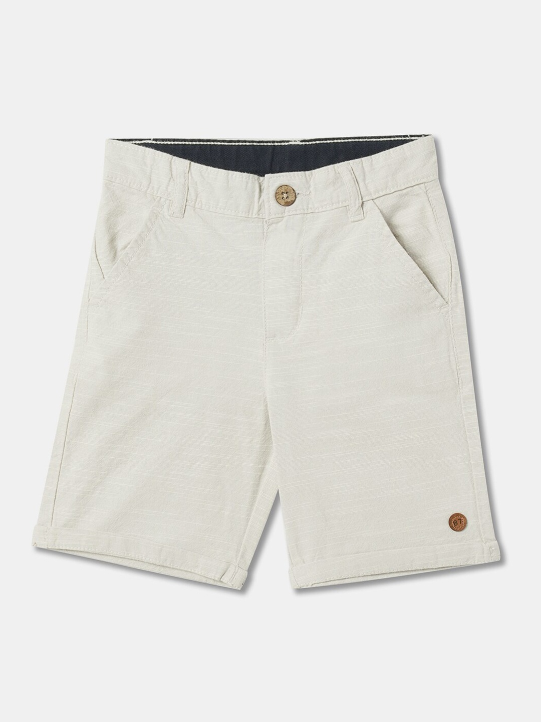 

R&B Boys Mid-Rise Cotton Shorts, White