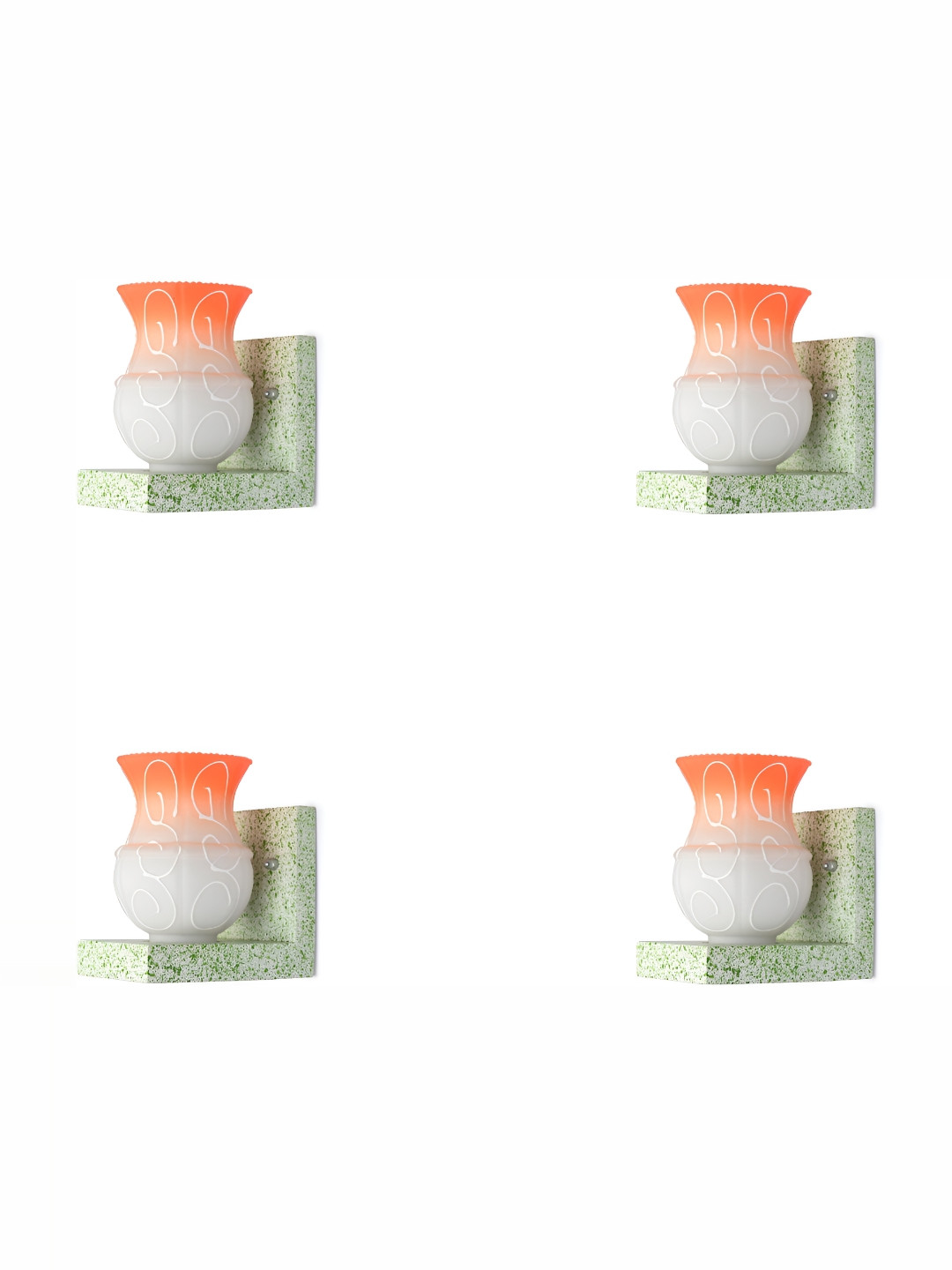 

1ST TIME Orange & White 4 Pieces Printed Glass Traditional Wall Lamps