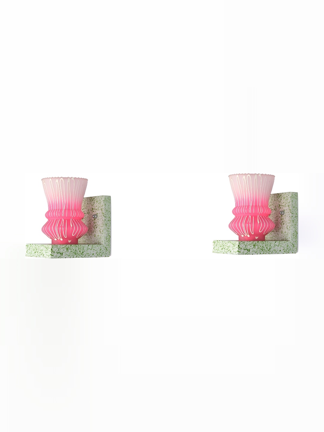 

1ST TIME Pink & White 2 pieces Printed Glass Contemporary Cylinder Shaped Wall Lamp