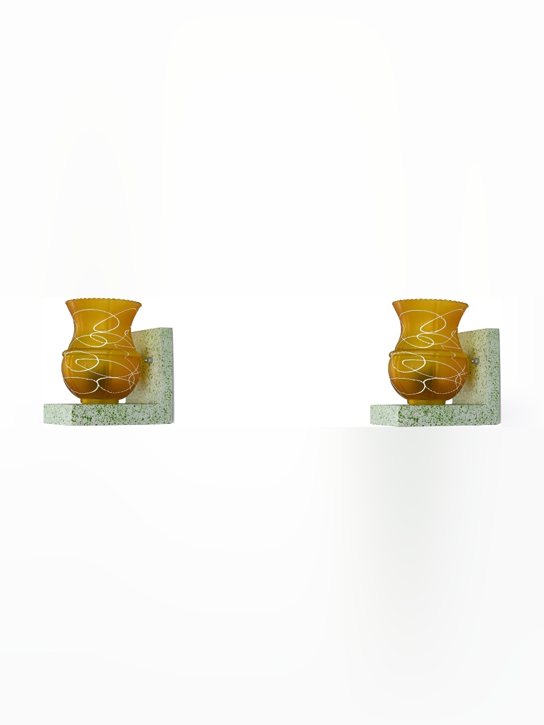 

1ST TIME Yellow & White 2 Pieces Printed Glass Contemporary Wall Lamp