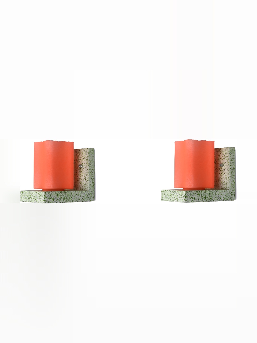 

1ST TIME Orange & White 2 Pcs Printed Glass Contemporary Rectangle Shaped Wall Lamp