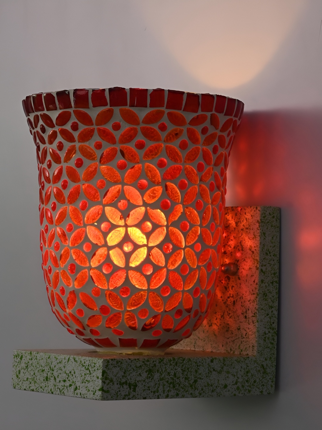 

1ST TIME Red & White Textured Glass Contemporary Wall Lamp