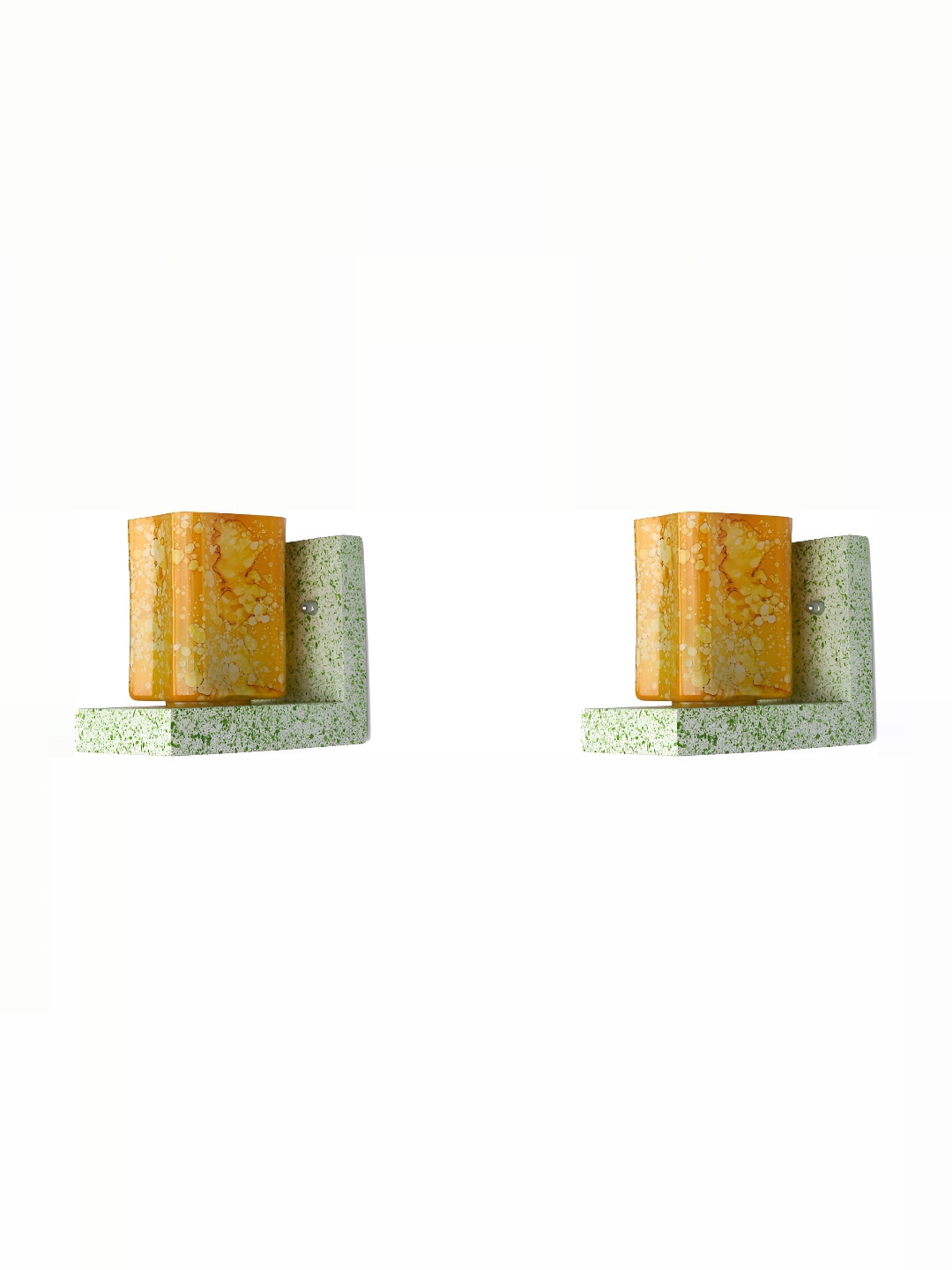 

1ST TIME Yellow & Green 2 Pieces Printed Rectangle Shaped Glass Wall Lamps