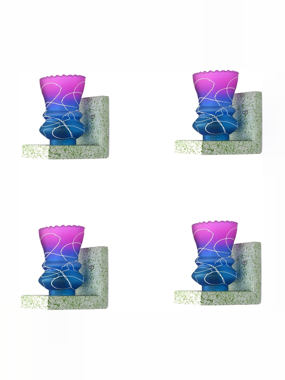 

1ST TIME Blue & Purple 4 Pieces Glass Traditional Abstract Shaped Shaped Wall Lamp
