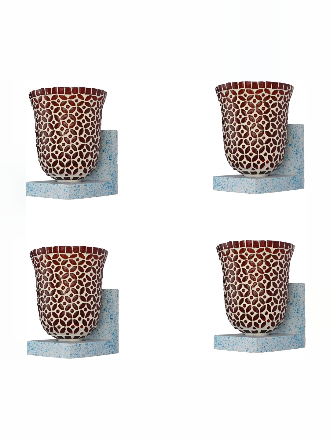 

1ST TIME Red & White 4 Pieces Textured Glass Contemporary Wall Lamp