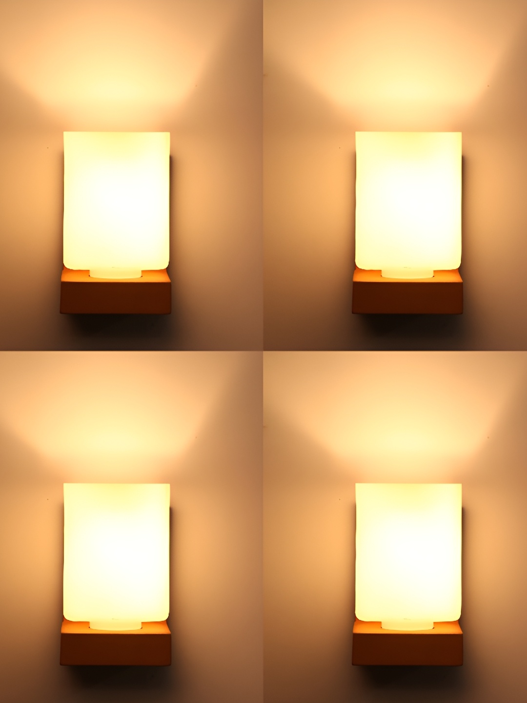 

1ST TIME White & Brown 4 Pieces Glass Traditional Rectangle Shaped Wall Lamps