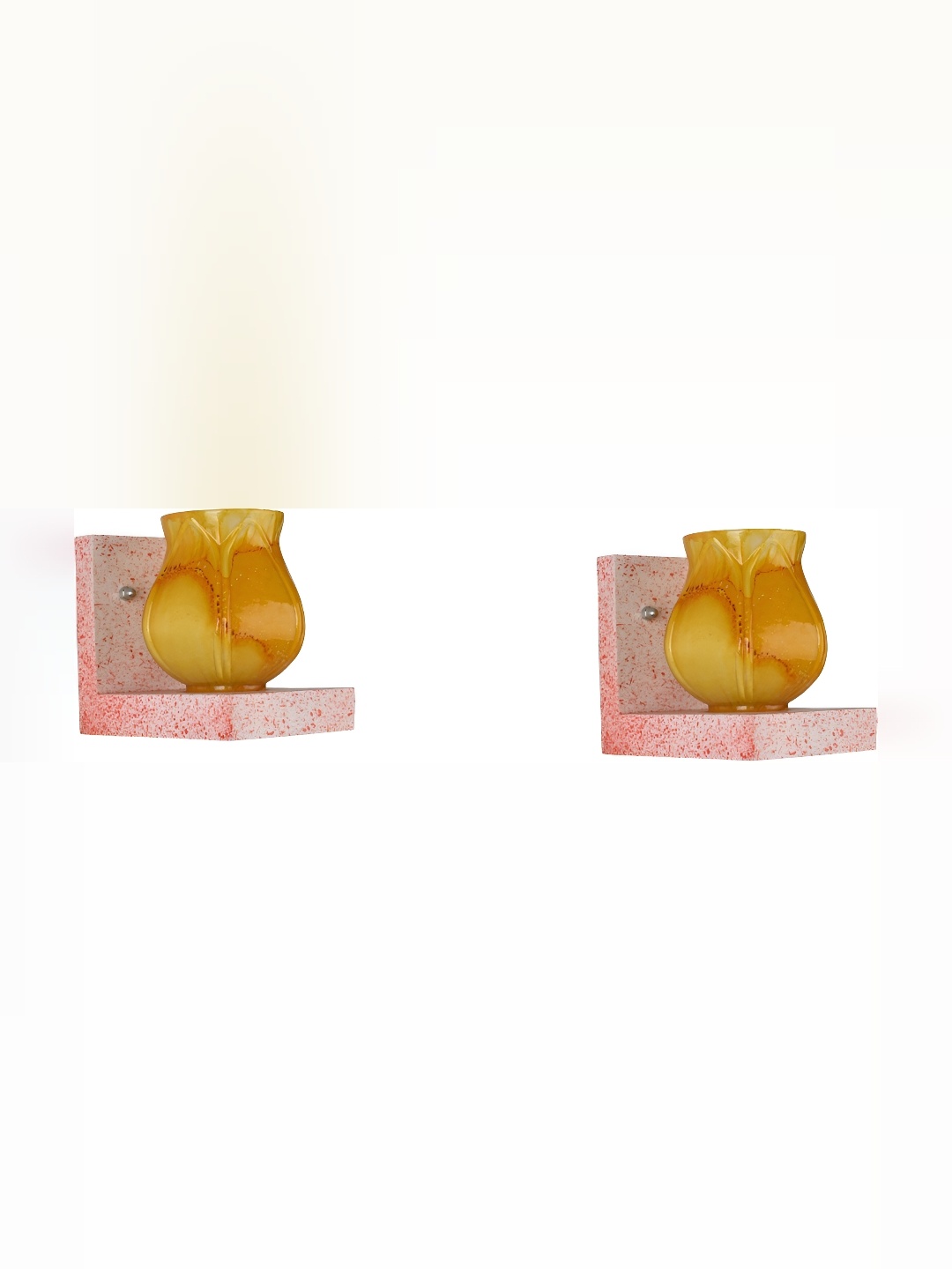 

1ST TIME Yellow & Pink 2 Pieces Printed Glass Traditional Wall Lamp
