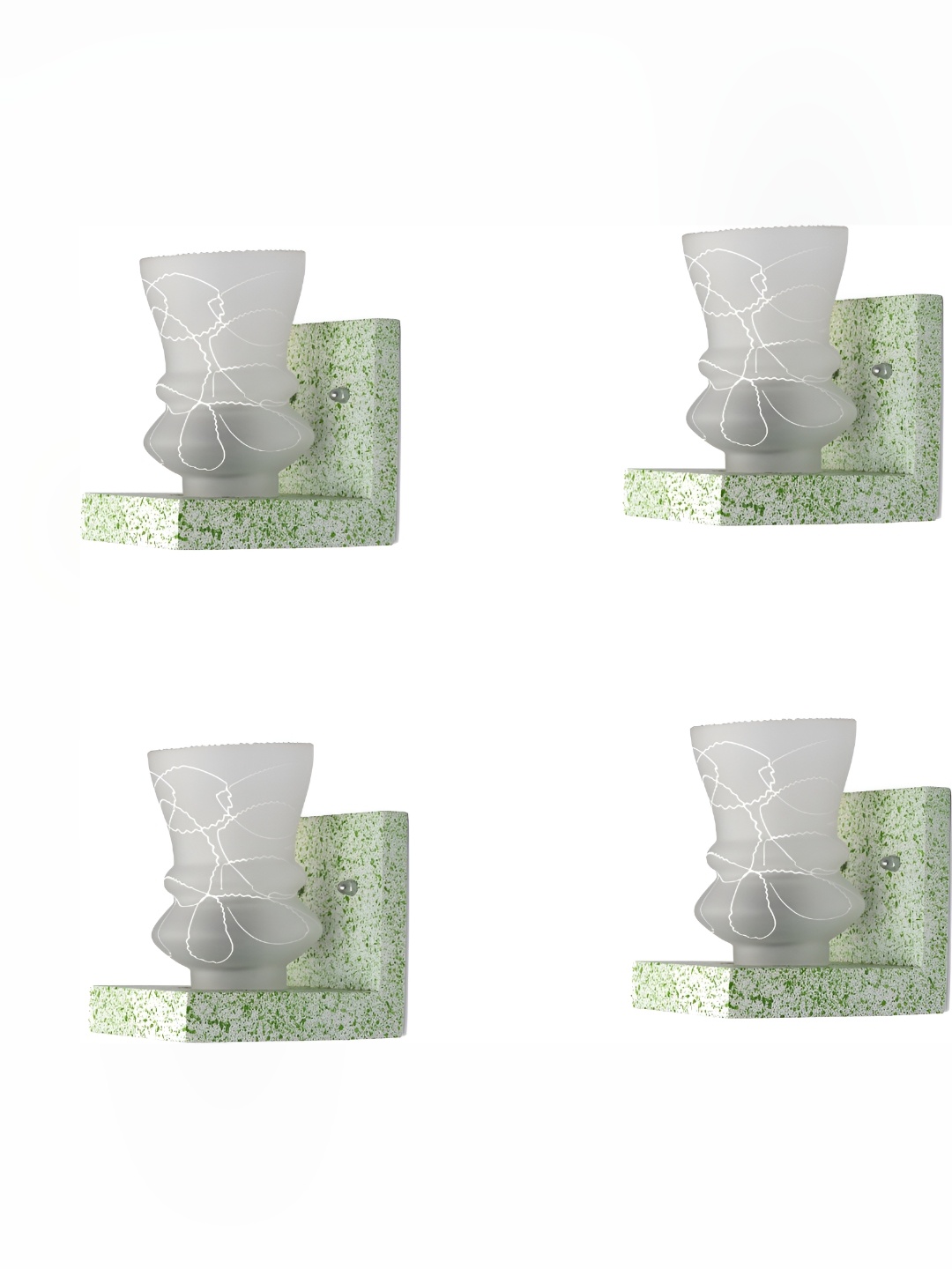 

1ST TIME White & Green 4 Pcs Printed Glass Traditional Abstract Shaped Shaped Wall Lamp