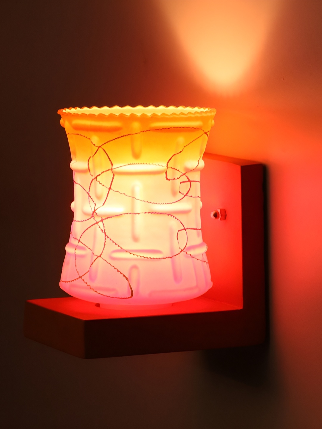 

1ST TIME Pink & Orange Printed Contemporary Abstract Shaped Glass Wall Lamp