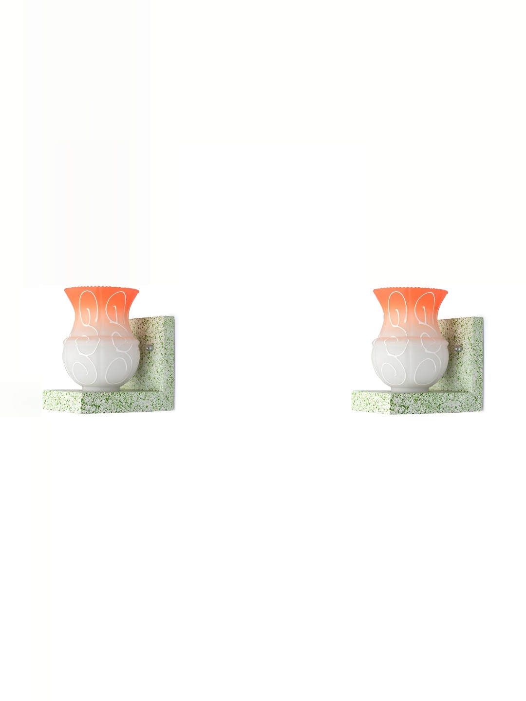 

1ST TIME Orange & White 2 Pieces Colourblocked Glass Traditional Wall Lamp