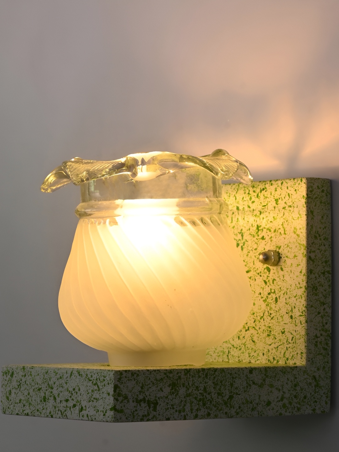 

1ST TIME Transparent & White Textured Glass Traditional Wall Lamp