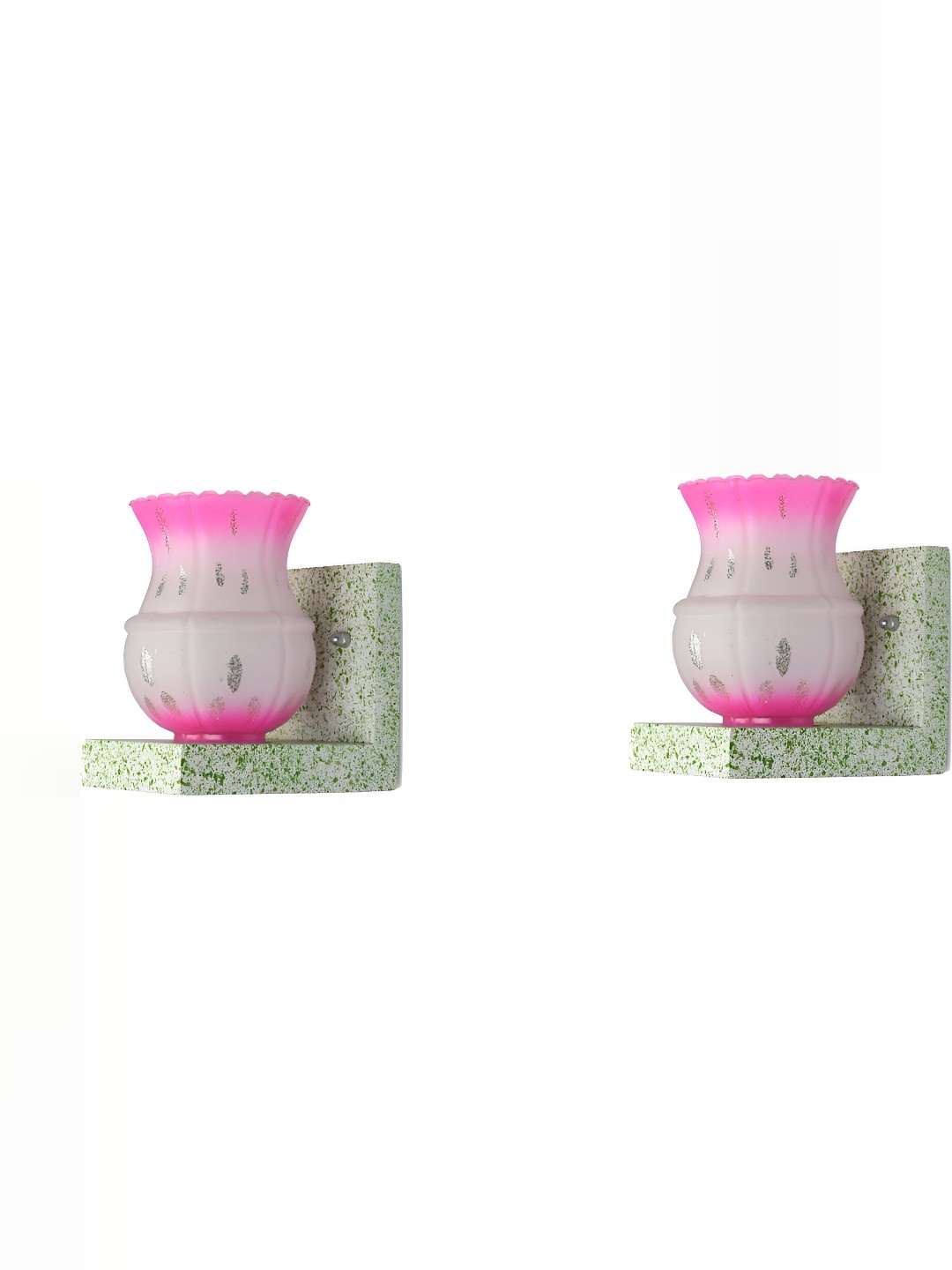 

1ST TIME Pink & White 2 Pcs Textured Glass Contemporary Wall Lamp