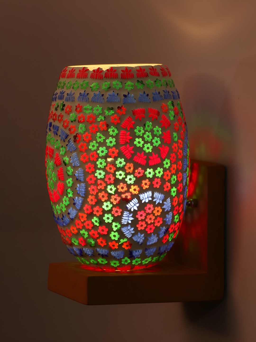 

1ST TIME White & Blue Printed Glass Traditional Wall Lamp