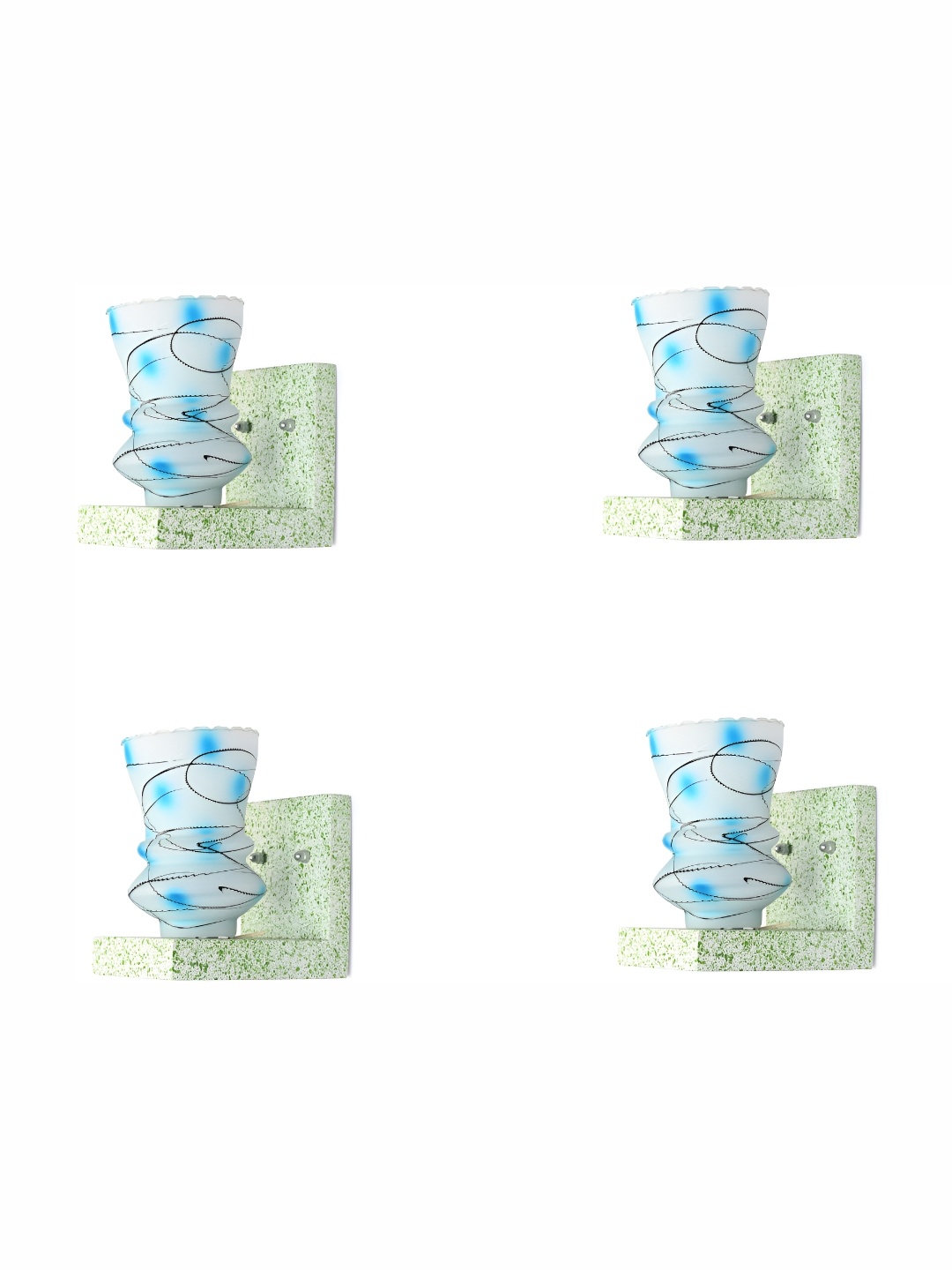 

1ST TIME Blue & White 4 Pcs Glass Contemporary Wall Lamp