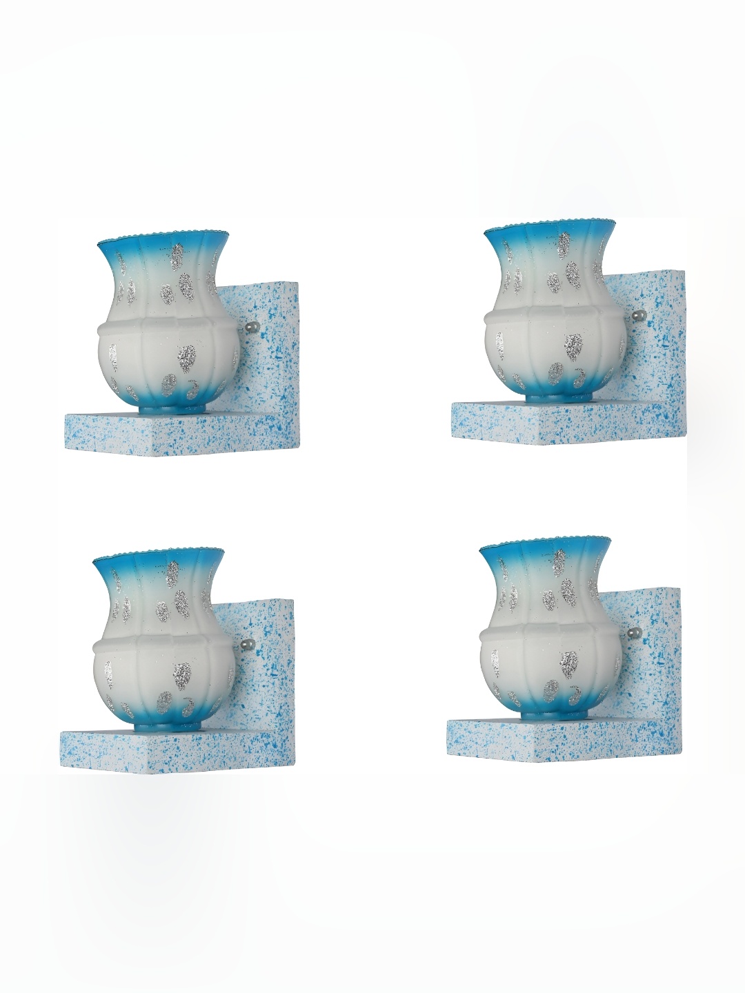 

1ST TIME Blue & White 4 Pieces Textured Glass Contemporary Wall Lamps