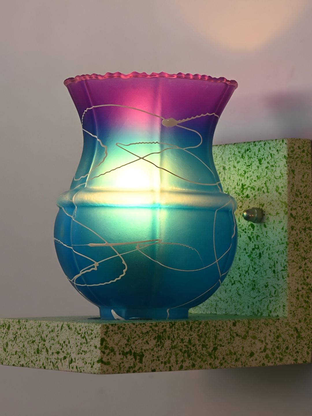 

1ST TIME Blue & Purple Printed Glass Contemporary Wall Lamp