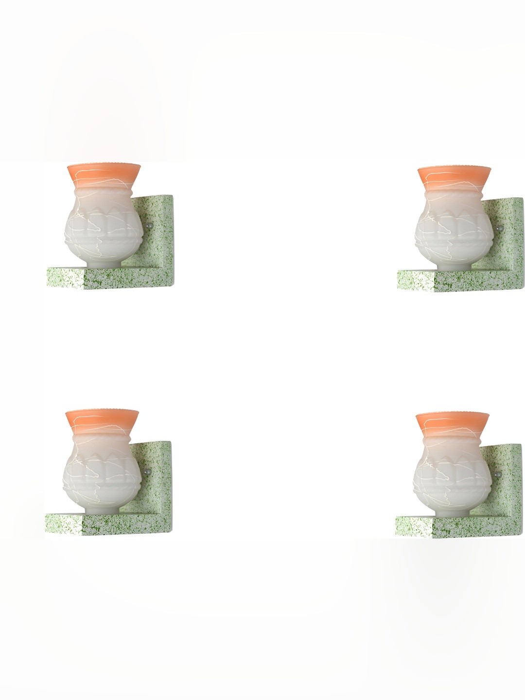 

1ST TIME Orange & White 4 Pieces Printed Glass Traditional Wall Lamps