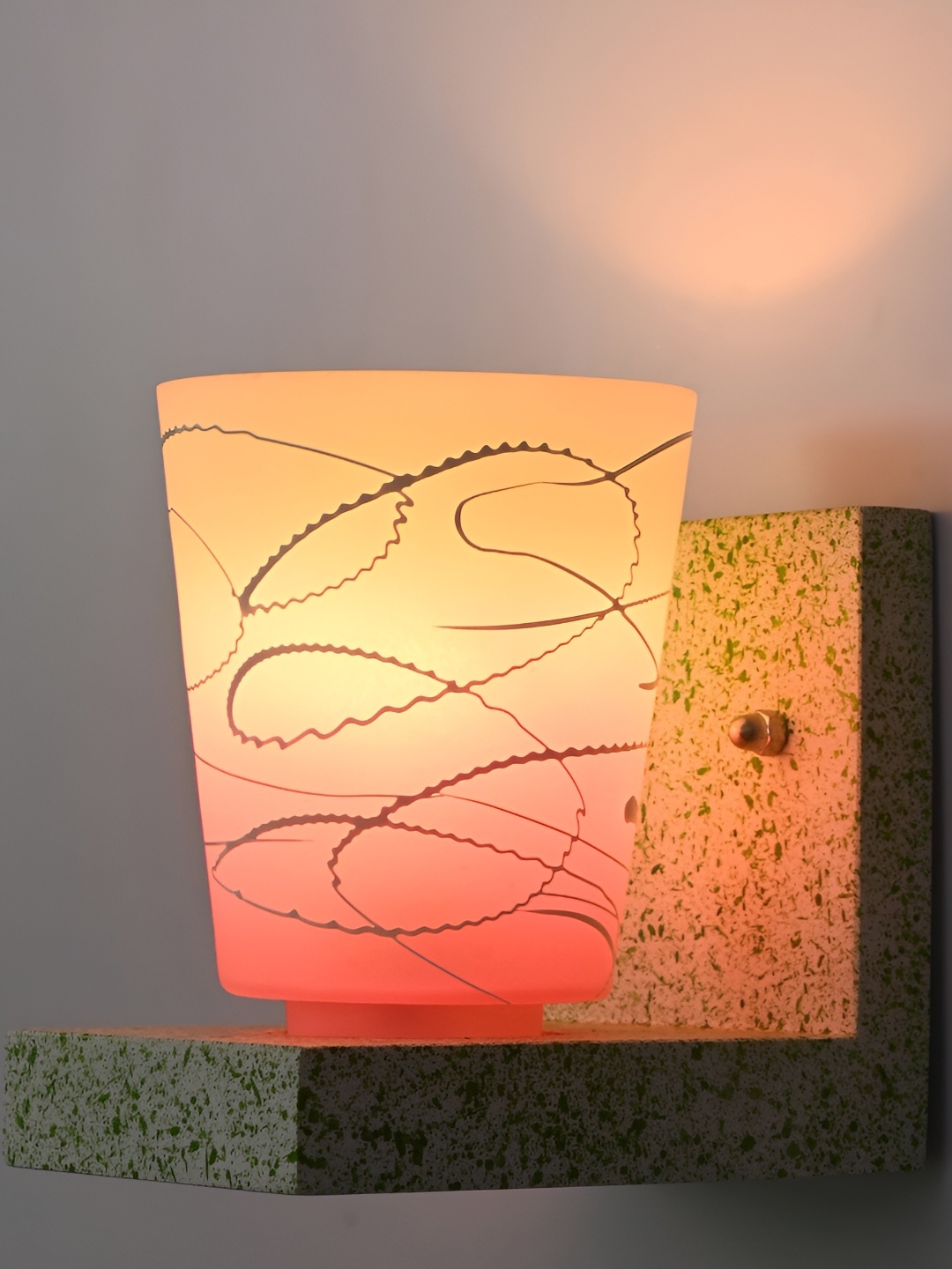 

1ST TIME Pink & Green Textured Glass Contemporary Wall Lamp