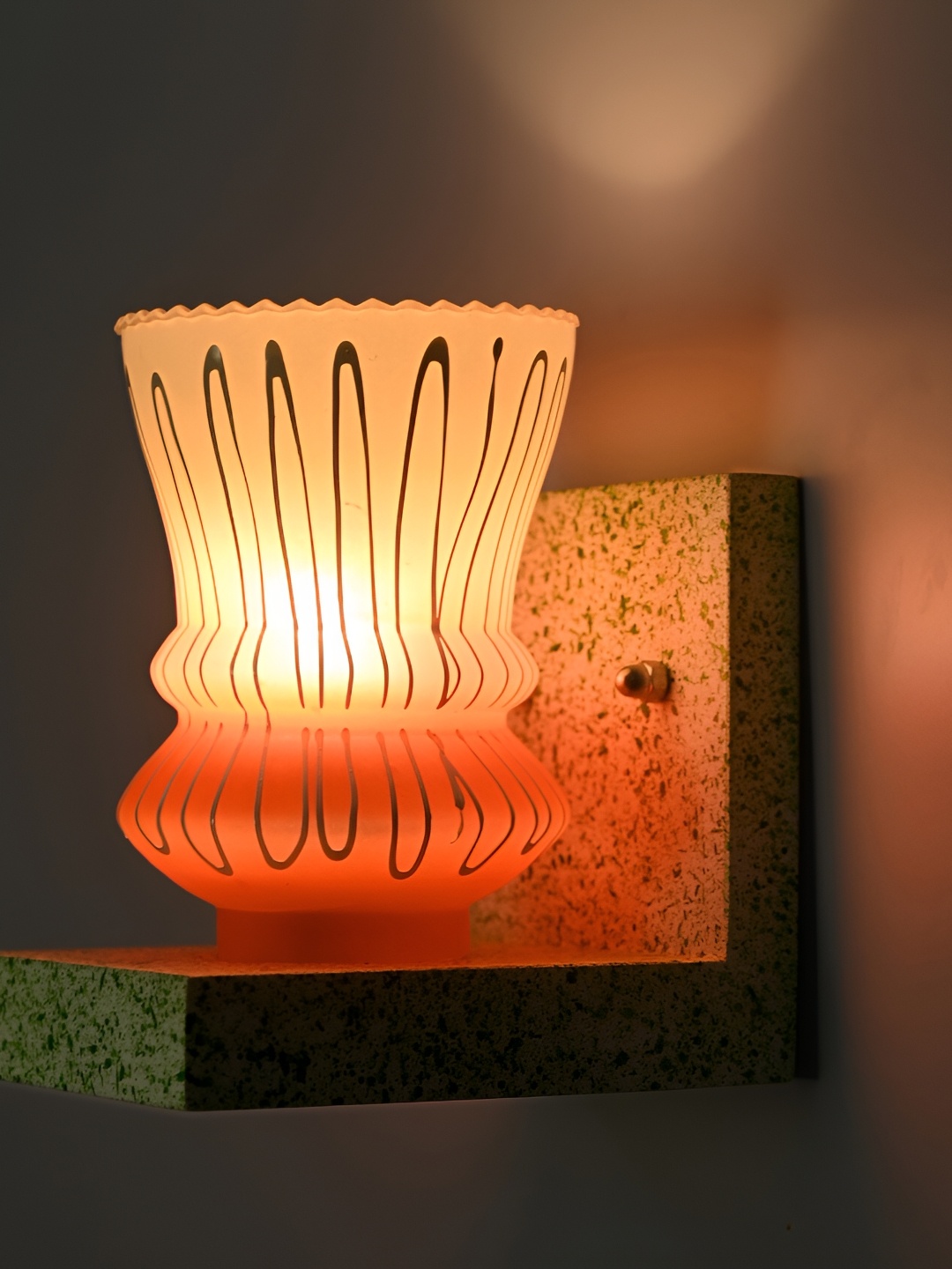 

1ST TIME Orange & White Printed Glass Traditional Wall Lamp