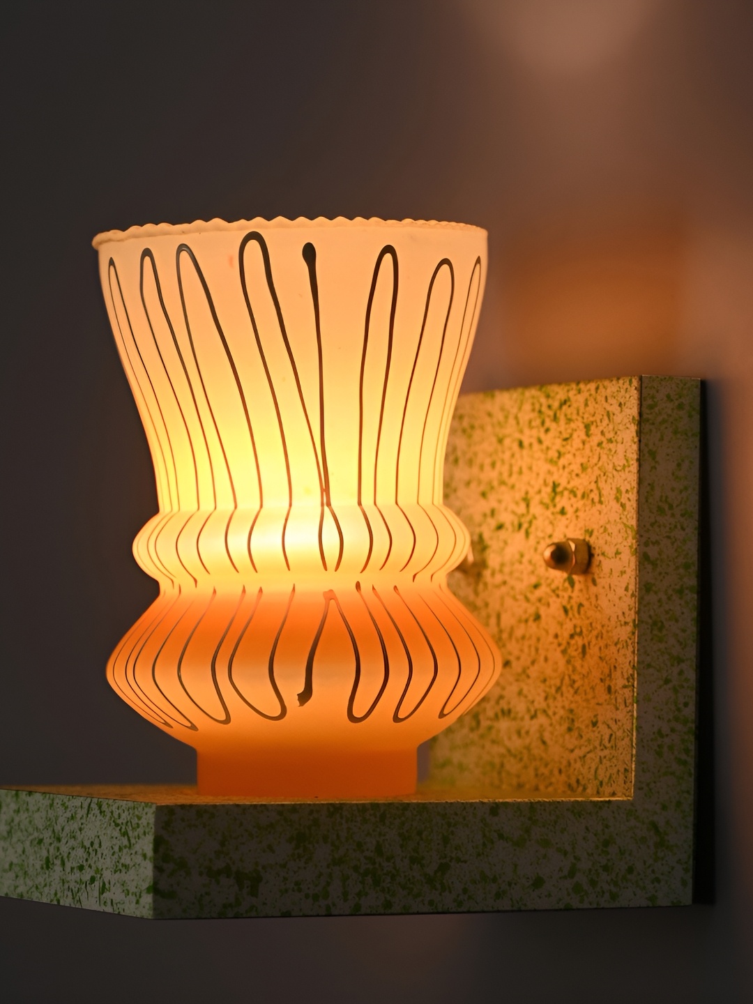 

1ST TIME Pink & White Printed Contemporary Abstract Shaped Glass Wall Lamp