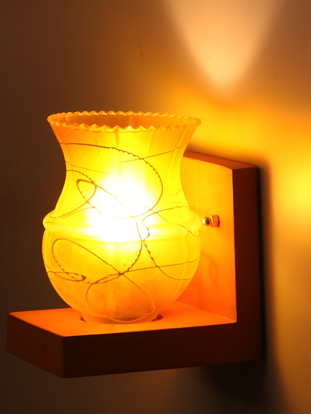 

1ST TIME Mustard & White Printed Glass Contemporary Wall Lamp