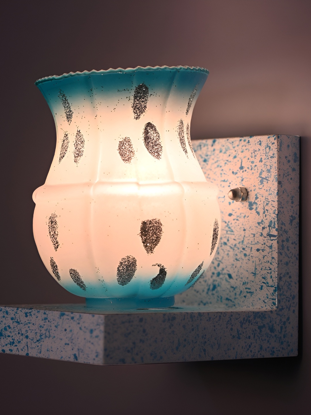 

1ST TIME Blue & White Printed Glass Contemporary Wall Lamp