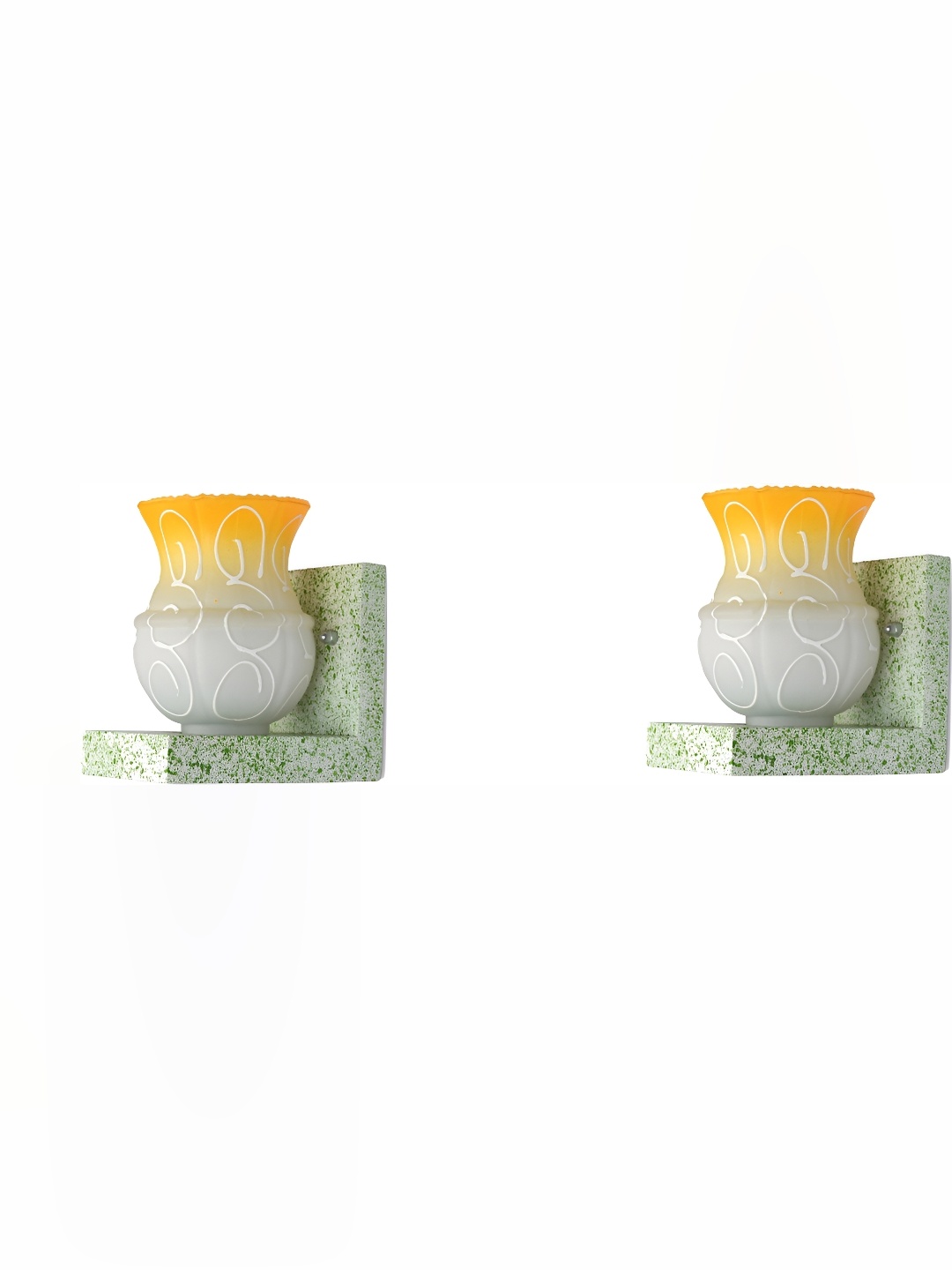 

1ST TIME White 2 Pieces Printed Glass Abstract Shaped Contemporary Wall Lamps