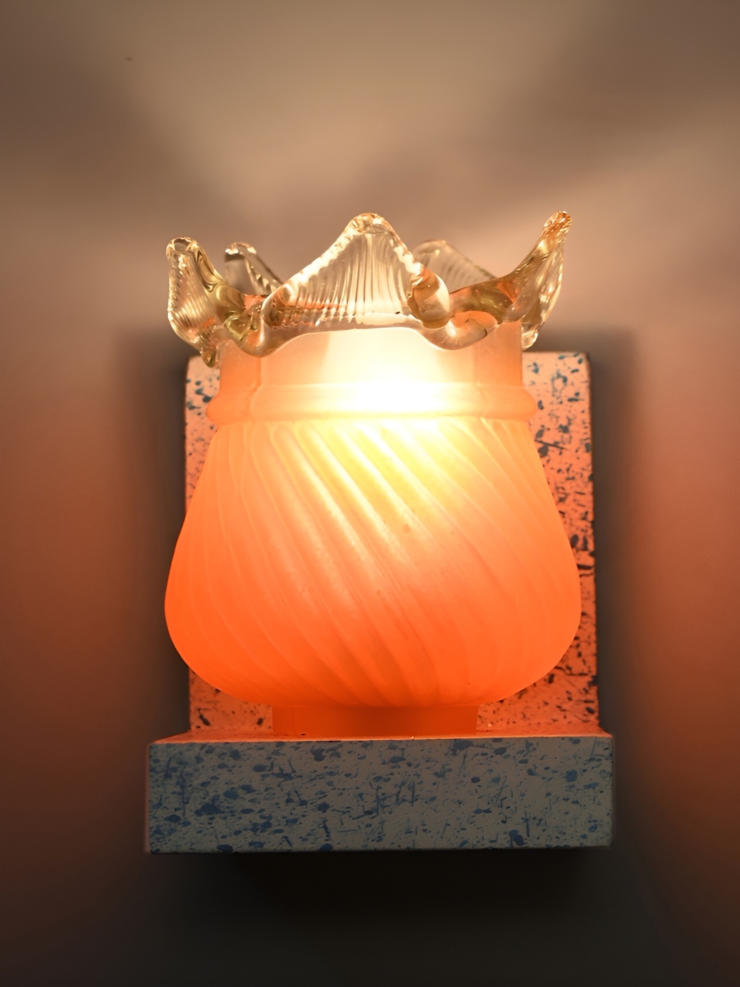 

1ST TIME Orange & White Textured Glass Traditional Wall Lamp
