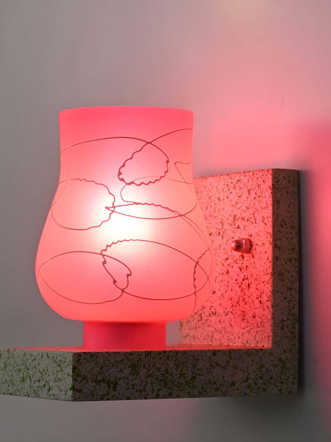 

1ST TIME Pink & White Printed Glass Bell Shaped Contemporary Wall Lamp