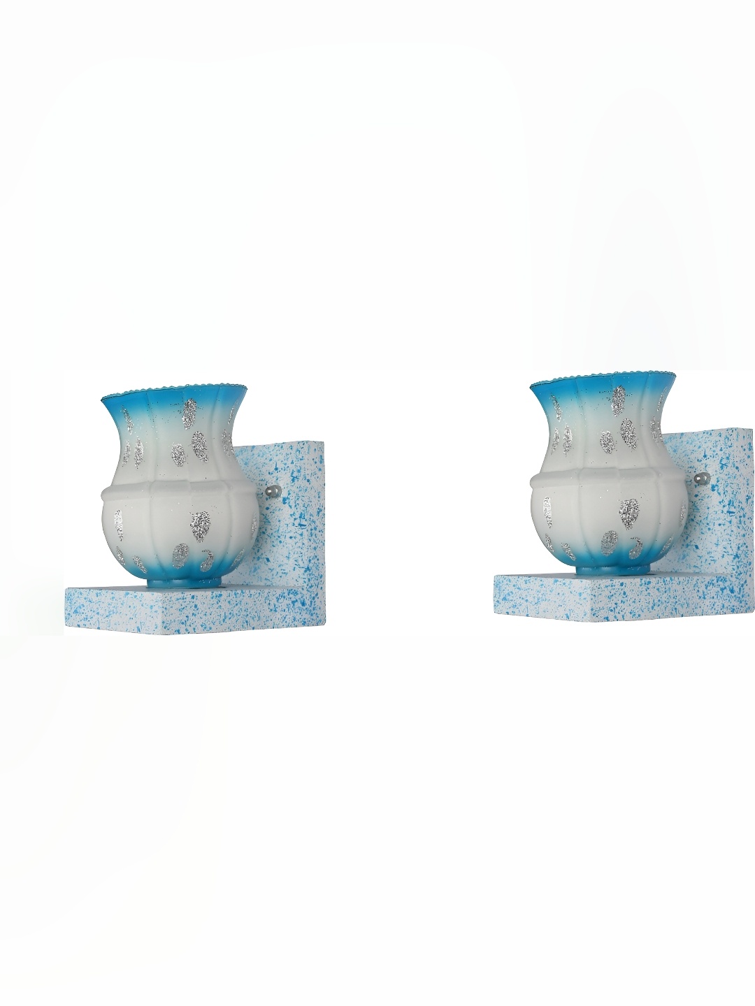 

1ST TIME Blue & White 2 Pieces Textured Glass Contemporary Wall Lamps