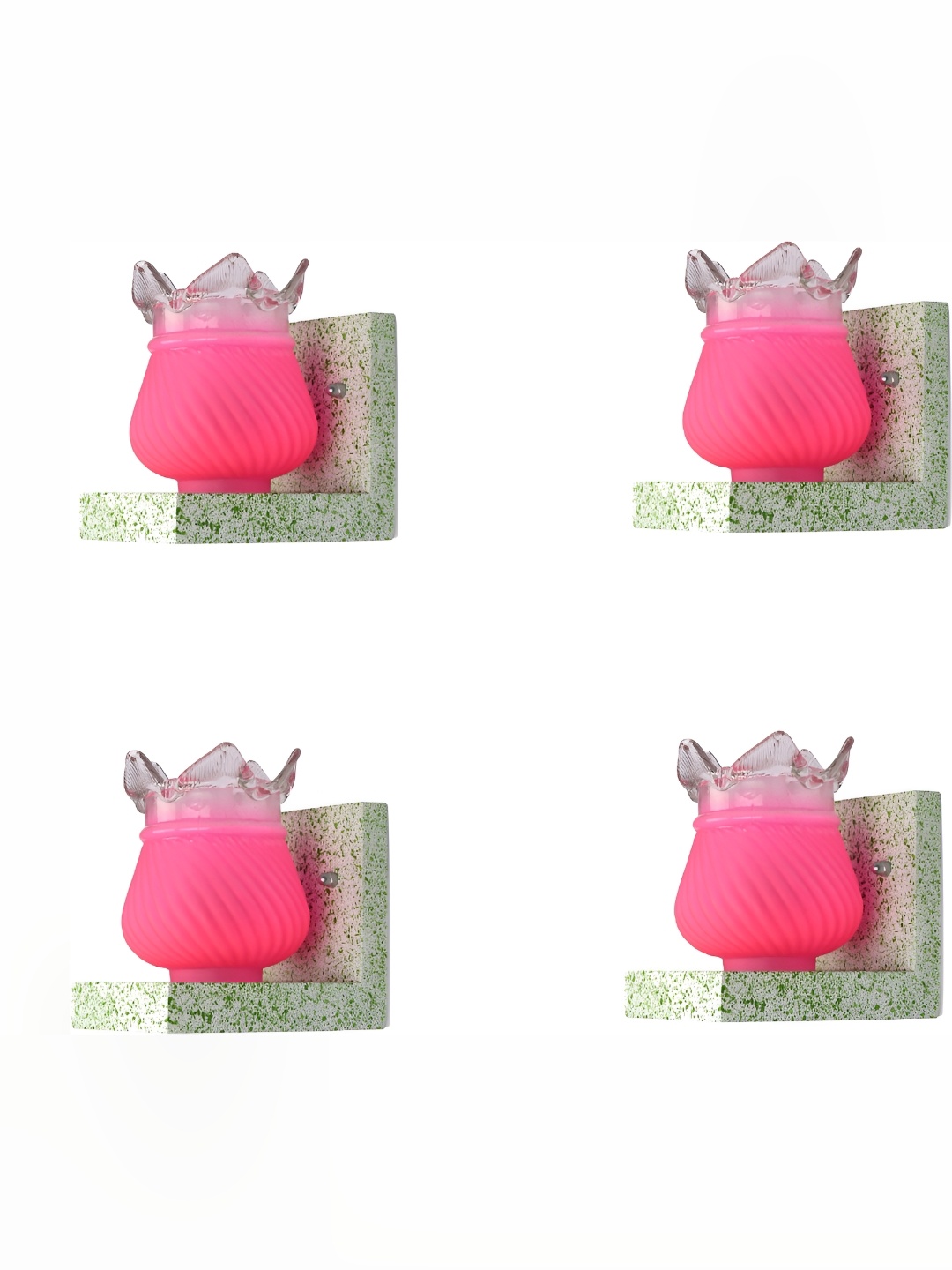 

1ST TIME Pink & Green 4 Pieces Textured Glass Traditional Wall Lamps
