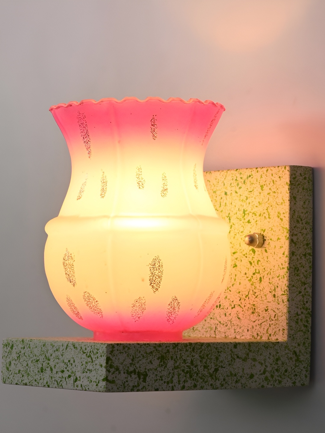 

1ST TIME Pink & White Printed Glass Contemporary Wall Lamp