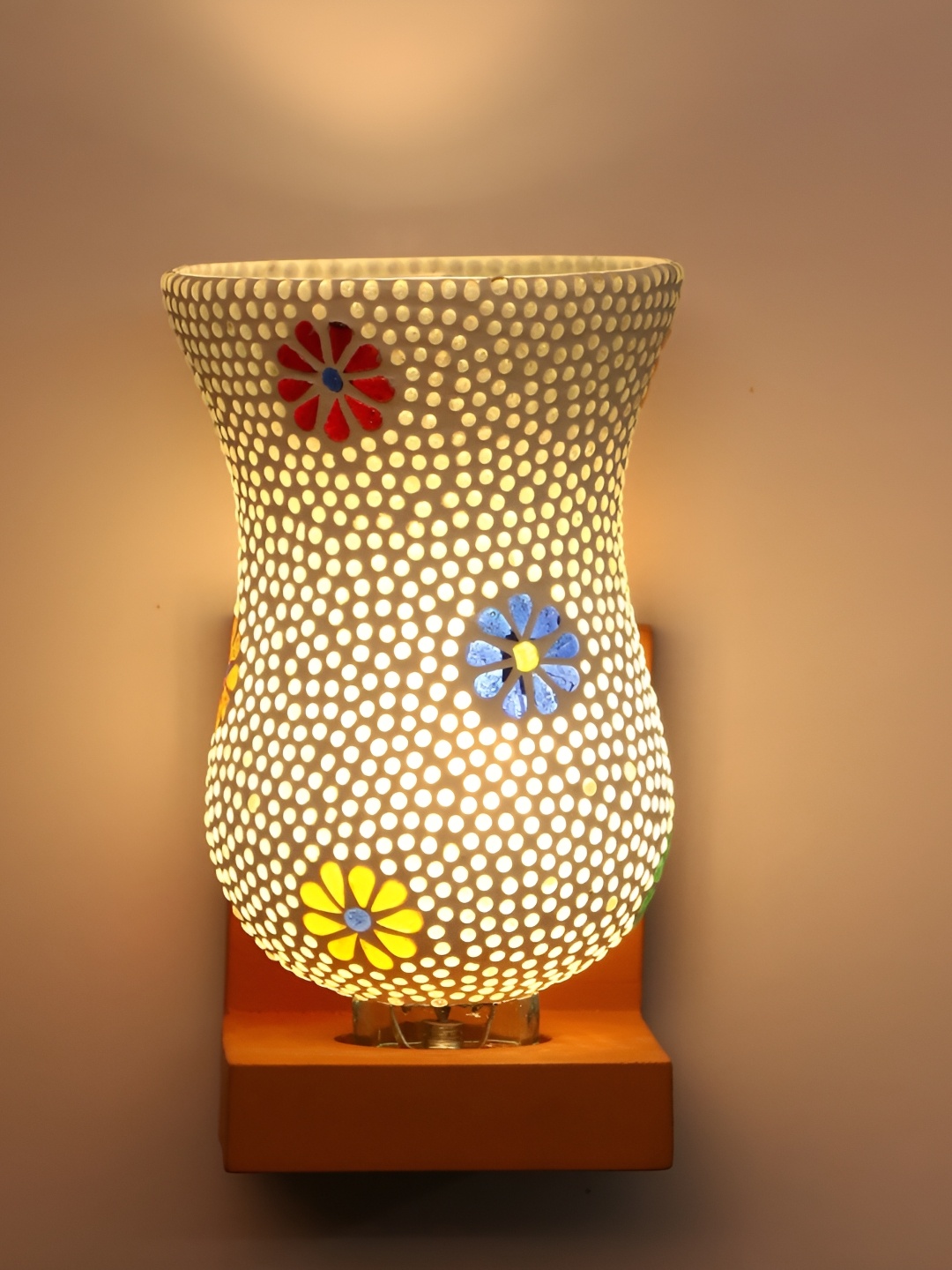 

1ST TIME White & Blue Printed Glass Contemporary Wall Lamp