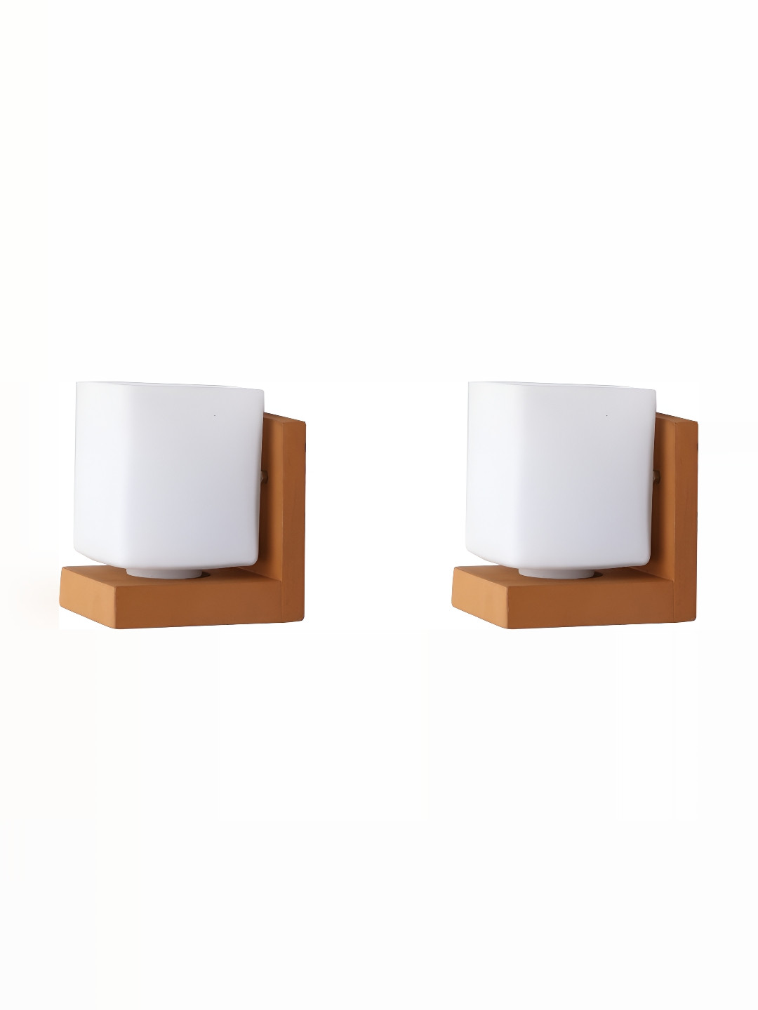

1ST TIME White & Brown 2 Pcs Glass Traditional Rectangle Shaped Wall Lamp