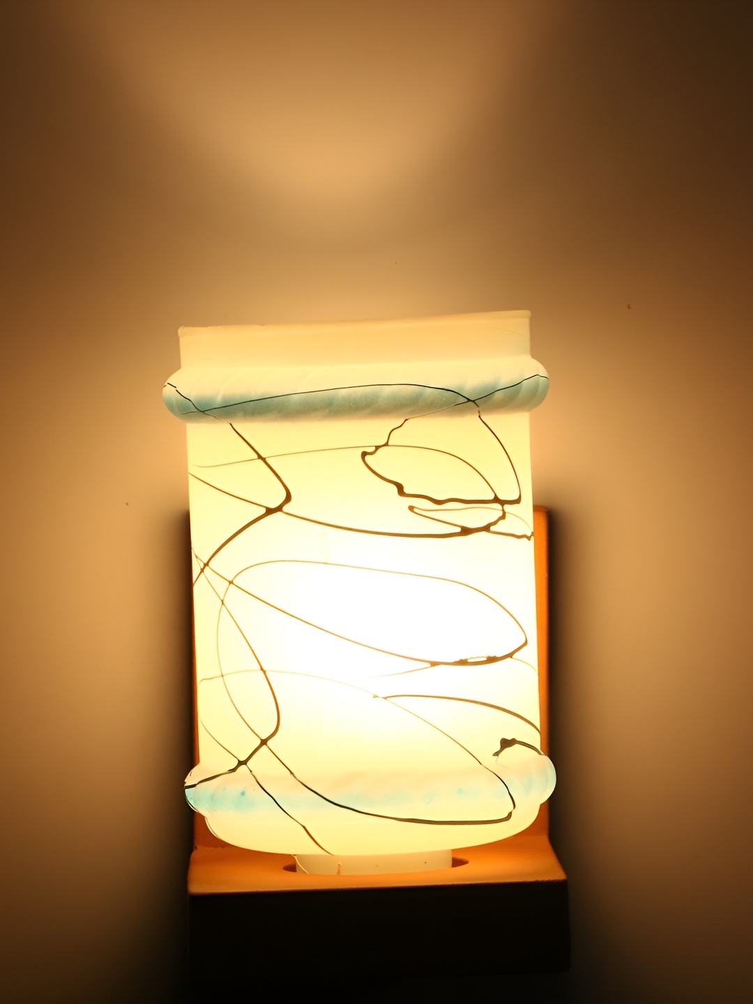 

1ST TIME White & Blue Printed Glass Contemporary Wall Lamp