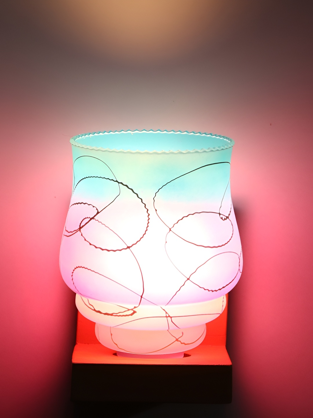 

1ST TIME Blue & Pink Printed Glass Traditional Wall Lamp