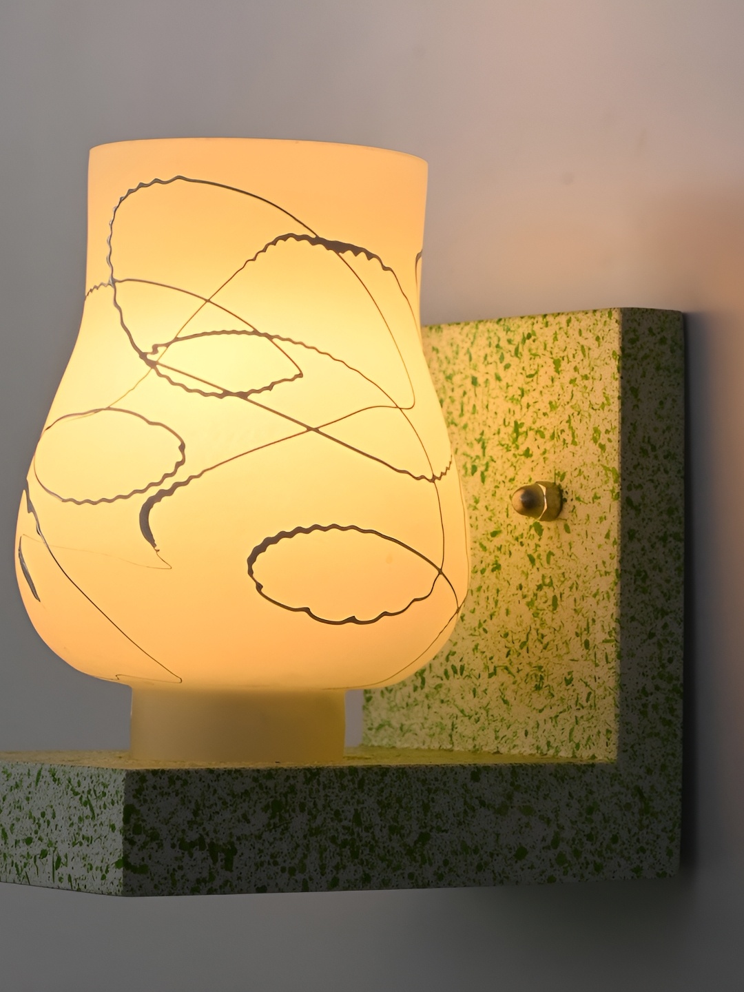 

1ST TIME White Printed Glass Traditional Cylinder Shaped Wall Lamp